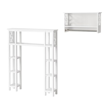 Alaterre Furniture Coventry Over Toilet Open Shelving Unit with Left and Right Side Shelves, Shelf with Two Towel Rods ANCT704WH